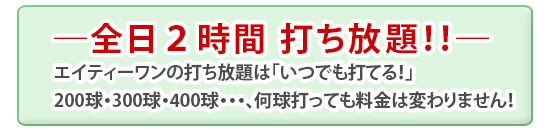 千葉県のエイティーワンゴルフ倶楽部は２時間打ち放題